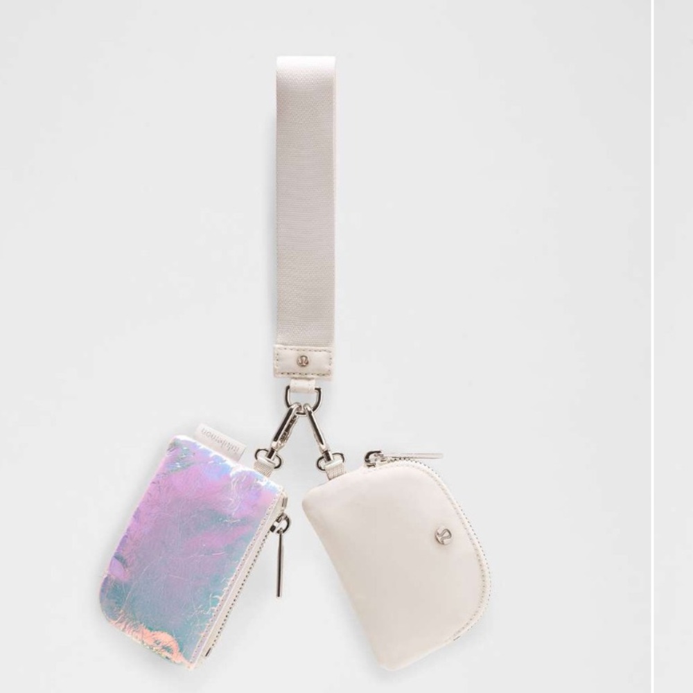 NWT lululemon  Iridescent and Cream Dual Pouch Wristlet. Discontinued Style